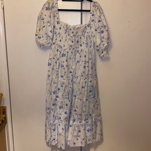 Hill House Nesli Blue Botanical Nap Dress Size L